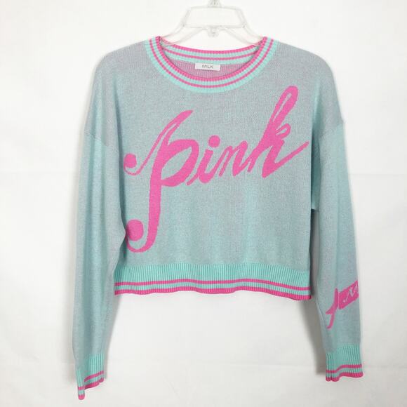 Milk Long Sleeve Pullover Crop Sweater - Picture 1 of 10